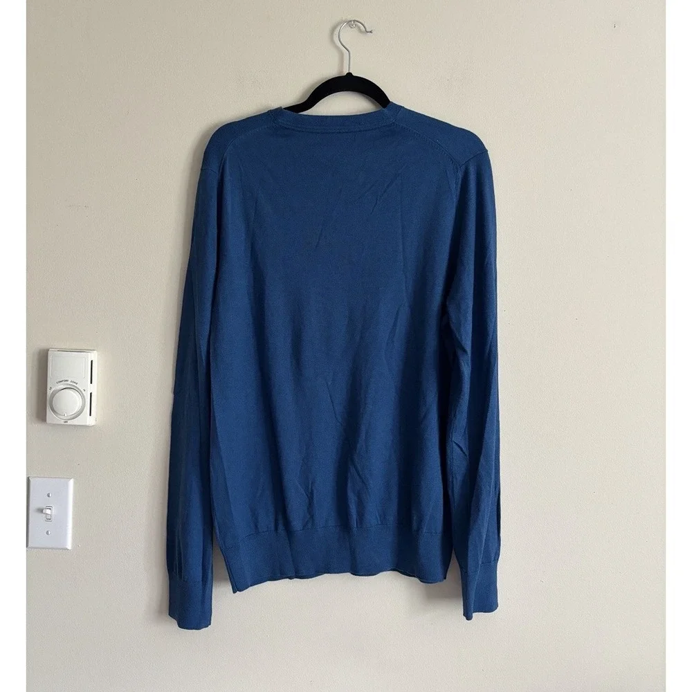 Banana Republic Luxury Knit Mens‎ L V Neck Sweater Silk Cotton Cashmere Purple